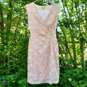 Blush pink lace embellished sequined dress